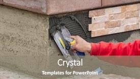  Presentation with construction site construction - Audience pleasing presentation theme consisting of wall tile cement with trowel backdrop and a gray colored foreground
