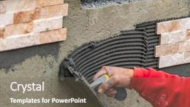  Presentation with construction site construction - Presentation featuring wall tile cement with trowel background and a gray colored foreground