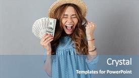  Presentation with eyes detection in an image - Presentation theme with wall wearing hat holding money background and a teal colored foreground