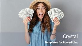  Presentation with hat - Presentation theme with wall wearing hat holding money background and a seafoam green colored foreground