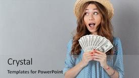  Presentation with hat - Theme having wall wearing hat holding money background and a light gray colored foreground