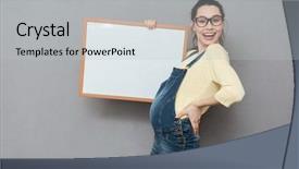  Presentation with on glass board - Presentation enhanced with wall while holding copyspace board background and a light gray colored foreground