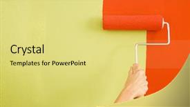  Presentation with painting - Beautiful slides featuring wall with a paint roller backdrop and a yellow colored foreground