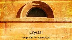  Presentation with grungy white concrete wall - Cool new PPT layouts with wall with an arched window backdrop and a yellow colored foreground
