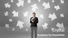  Presentation with wall - PPT layouts consisting of wall with chalk drawn arrow background and a gray colored foreground