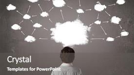  Presentation with office chair - Slide set enhanced with wall with cloud technology concept background and a  colored foreground