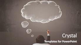  Presentation with thought - Audience pleasing presentation theme consisting of wall with cloud thought backdrop and a gray colored foreground