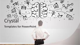  Presentation with angry - Beautiful PPT layouts featuring wall with drawn overloaded brain backdrop and a light gray colored foreground