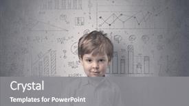  Presentation with statistics - Colorful PPT theme enhanced with wall with graphs and statistics backdrop and a gray colored foreground