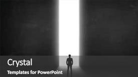  Presentation with end - Audience pleasing theme consisting of wall with light tunnel backdrop and a dark gray colored foreground