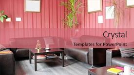  Presentation with room - Audience pleasing slides consisting of wall with red wall-paper backdrop and a coral colored foreground