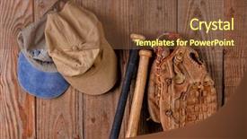  Presentation with baseball - Beautiful slide deck featuring wall with two wood bat backdrop and a tawny brown colored foreground