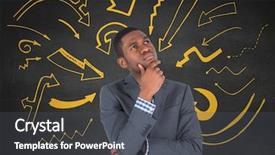  Presentation with thinking - PPT theme having business man thinking against grey background and a dark gray colored foreground