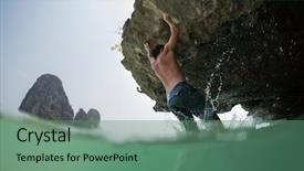  Presentation with athlete - Colorful slide deck enhanced with wall without belay deep water backdrop and a ocean colored foreground