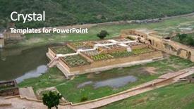  Presentation with ancient india palace in jaipur - Colorful PPT theme enhanced with walled gardens amber fort jaipur backdrop and a  colored foreground