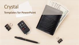  Presentation with satellite remote sensing resolution - Amazing slides having wallet and car remote key backdrop and a lemonade colored foreground