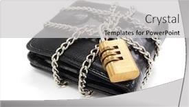  Presentation with data security - Cool new PPT layouts with hacker vulnerability - wallet and money data security backdrop and a light gray colored foreground