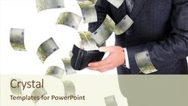  Presentation with cash flow rupee - Presentation theme consisting of young man with a wallet background and a cream colored foreground