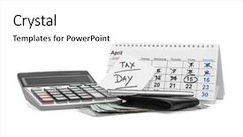  Presentation with tax day - Cool new slide deck with calculator return - calendar paper sheet with text backdrop and a white colored foreground