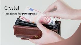  Presentation with bills - Slide set with wallet with euro bills background and a light gray colored foreground