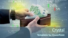  Presentation with stock exchange - Audience pleasing PPT layouts consisting of wallet with stock exchange theme backdrop and a  colored foreground