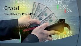  Presentation with stock exchange - PPT theme having wallet with stock exchange theme background and a  colored foreground
