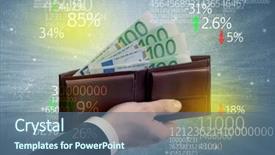  Presentation with stock exchange - Colorful theme enhanced with wallet with stock exchange theme backdrop and a  colored foreground