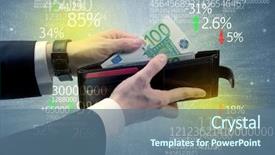  Presentation with stock exchange - Colorful presentation theme enhanced with wallet with stock exchange theme backdrop and a  colored foreground