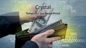  Presentation with stock exchange - PPT theme featuring wallet with stock exchange theme background and a light gray colored foreground