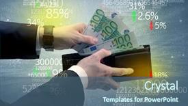  Presentation with stock exchange - Amazing PPT theme having wallet with stock exchange theme backdrop and a ocean colored foreground