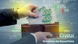  Presentation with stock exchange - Slides enhanced with wallet with stock exchange theme background and a  colored foreground