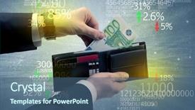  Presentation with stock exchange - Slide set with wallet with stock exchange theme background and a  colored foreground