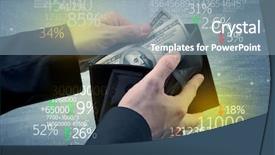  Presentation with stock exchange - PPT theme consisting of wallet with stock exchange theme background and a  colored foreground