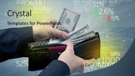  Presentation with stock exchange - Presentation design consisting of wallet with stock exchange theme background and a  colored foreground