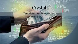  Presentation with stock exchange - Presentation theme with wallet with stock exchange theme background and a  colored foreground