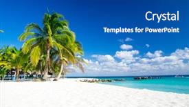  Presentation with sea water - PPT theme enhanced with wallpaper - beach and beautiful tropical sea background and a dark gray colored foreground