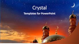  Presentation with mosque - Cool new PPT layouts with wallpaper - ramadan kareem background crescent moon backdrop and a navy blue colored foreground