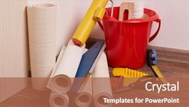  Presentation with home renovation - Slide set with wallpaper - still life from rolls background and a red colored foreground