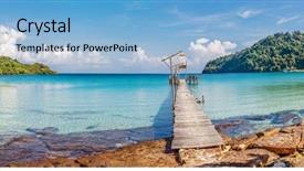  Presentation with tropical - PPT theme featuring wallpaper - tropical sea panorama with pier background and a light blue colored foreground