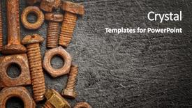  Presentation with nails - Presentation theme enhanced with wallpaper mechanical - nuts bolts and nails background and a dark gray colored foreground