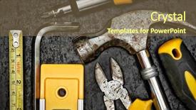  Presentation with set of construction tools tool - Presentation theme consisting of wallpaper mechanical - set of tools background and a violet colored foreground