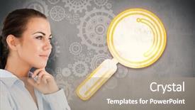  Presentation with thinking - Audience pleasing presentation theme consisting of consciencie - side view of thinking businesswoman backdrop and a coral colored foreground