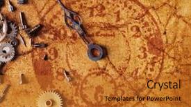  Presentation with stamp - Beautiful presentation theme featuring wallpaper mechanical - clock stamp on the old backdrop and a  colored foreground