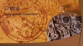  Presentation with ancient - Beautiful presentation featuring wallpaper mechanical - close-up of an ancient gears backdrop and a  colored foreground