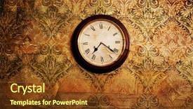  Presentation with vintage clock - Slide deck with wallpaper mechanical - vintage clock on a wall background and a tawny brown colored foreground