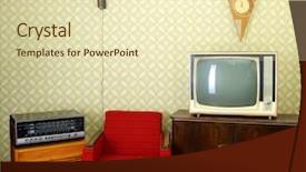  Presentation with vintage clocks - Cool new presentation design with artistic squirrel brushes tubes of backdrop and a violet colored foreground.