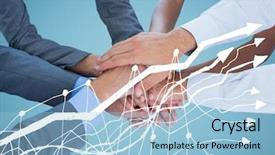  Presentation with blue business - Audience pleasing theme consisting of wallpaper presentaions - business hands together behind white backdrop and a  colored foreground