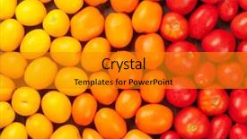  Presentation with multicolored autumn leaves orange yellow red - PPT layouts enhanced with rainbow garden - colorful tomatoes yellow orange background and a gold colored foreground