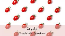  Presentation with tom yum kung traditional food - Slides enhanced with food pattern of cherry tomato background and a coral colored foreground