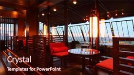  Presentation with wall partition - Beautiful PPT theme featuring walls in empty cozy restaurant backdrop and a wine colored foreground